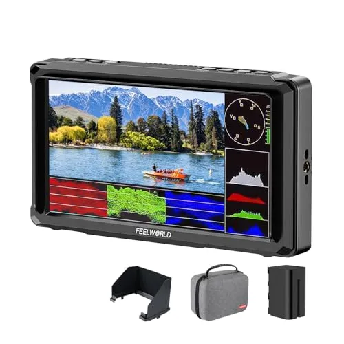 FEELWORLD FW568 PRO 6インチ 1920X1080 解像度 1200nit カメラフィールドデジタル一眼レフモニター、3D LUT オンカメラ ビデオモニター 4K 60Hz HDMI 出力波形モニタリング F750 4400mAh バッ