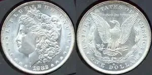 1882-O $1-ウェルストラック-ホワイトミント光沢-オリジナルカラー&表面モーガンドル++