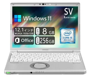 【整備済み品】 Panasonic Let`s note CF-SV7 ■ 軽量化12.1型WUXGA(1920×1200) - 第8世代Intel Core i5 プロセッサー - 8GB RAM - 256GB M.2 SSD - WiFi&Bluetooth - Webカメラ内蔵 - Type-C - MS Office 2019 - Win11搭載 (整備済み品)