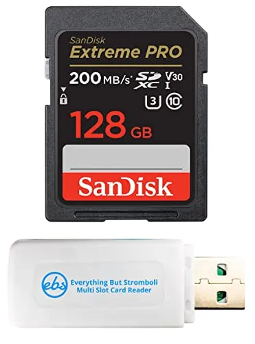 SanDisk SD Extreme Pro UHS-I 128GB メモリーカード Nikon Z6III、Z5II、Z50IIミラーレスカメラ(SDSDXXD-128G-GN4IN)に対応 Stromboli MicroSDXC & SDXCカードリー